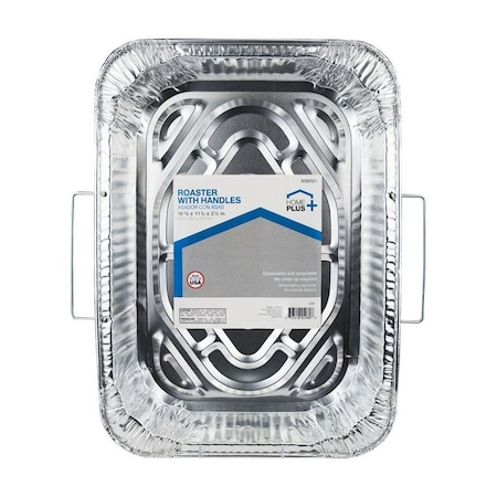 Home Plus Home Plus Durable Foil 11-7/8 in. W X 16-5/8 in. L Roaster with Handles Silver 1 pc D49113